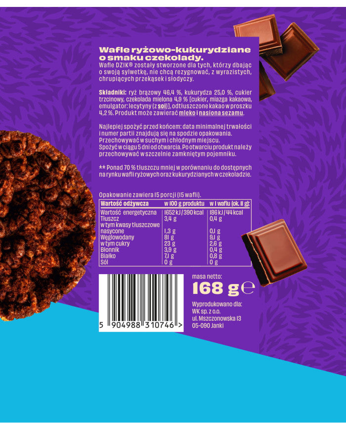 DZIK® CORN WAFFLES 120g CHOCOLATE – zdjęcie 2