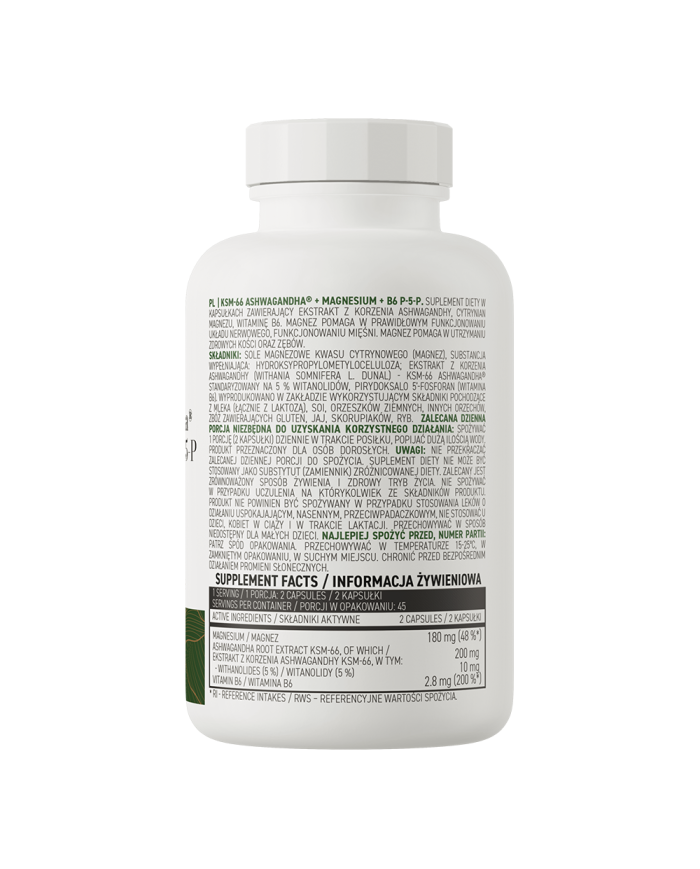 OstroVit KSM-66 Ashwagandha® + Magnesium + B6 P 5-P 120 caps – zdjęcie 2