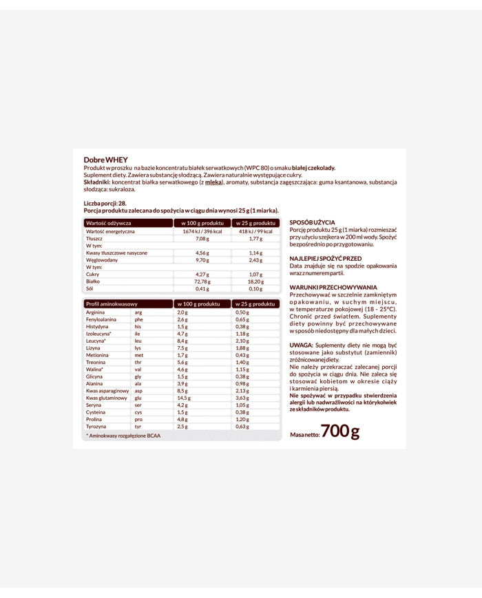 DZIK® PROTEIN SUPPLEMENT WHITE CHOCOLATE WILD 700g – zdjęcie 2